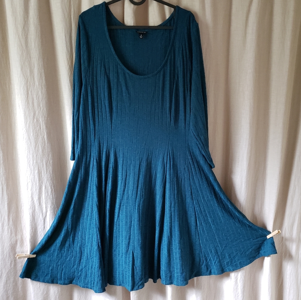 Torrid teal/green flare skirt sweater dress